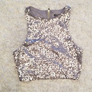 EXPRESS Sequin Crop Top Tank